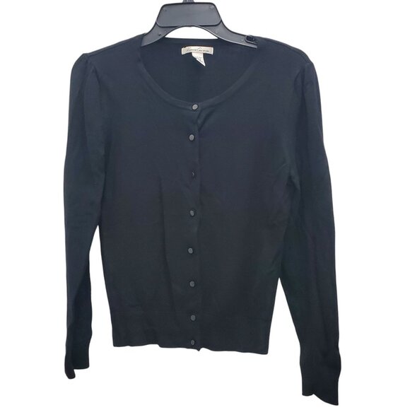 Kenneth Cole New York Women's Black Rayon Knit Button Front Crew Cardigan Size S - Picture 1 of 5